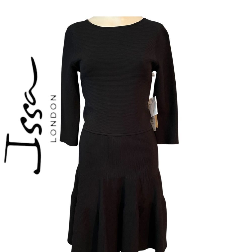 ISSA London Black Ribbed Dress Medium (UK large)